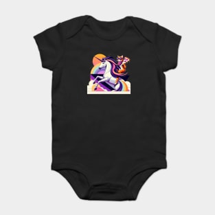 Pizza Unicorn Cat Lover, Love Eating Pizza Baby Bodysuit